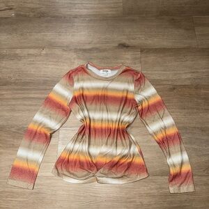 Speechless Warm Tones Striped Long Sleeve Top